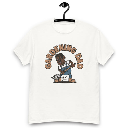 Gardening Black Hair Dark Skin Tone Glasses Medium Moustache Dad T-Shirt