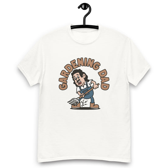 Gardening Black Hair Light Skin Tone No-Glasses Long Moustache Dad T-Shirt