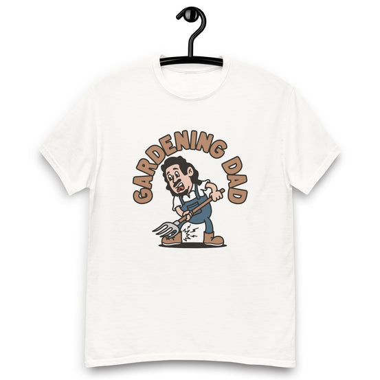 Gardening Black Hair Light Skin Tone No-Glasses Long Moustache & Chin Beard Dad T-Shirt