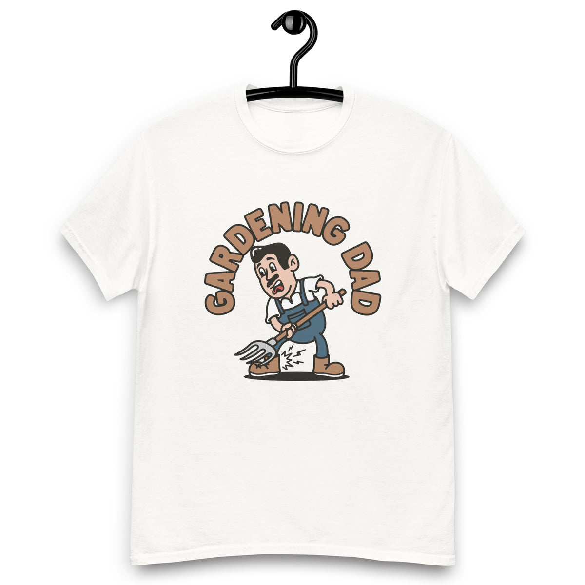 Gardening Black Hair Light Skin Tone No-Glasses Medium Moustache Dad T-Shirt