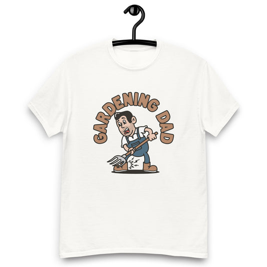 Gardening Black Hair Light Skin Tone No-Glasses Medium Stubble Dad T-Shirt