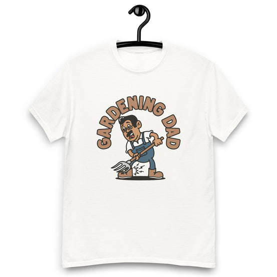 Gardening Black Hair Tan Skin Tone Glasses Medium Moustache Dad T-Shirt