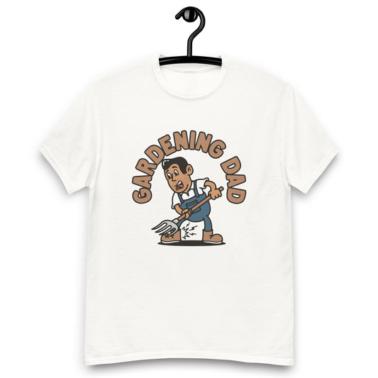 Gardening Black Hair Tan Skin Tone No-Glasses Medium Stubble Dad T-Shirt