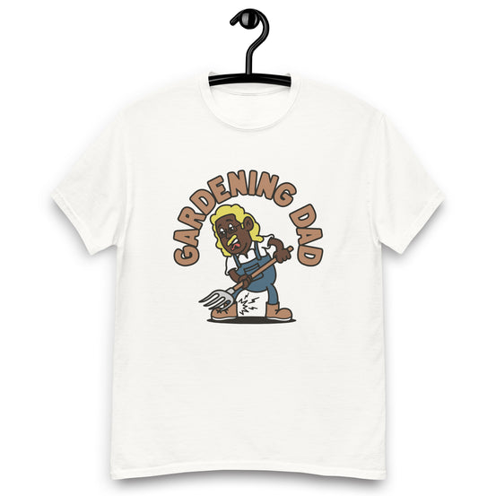 Gardening Blond Hair Dark Skin Tone Glasses Long Moustache Dad T-Shirt