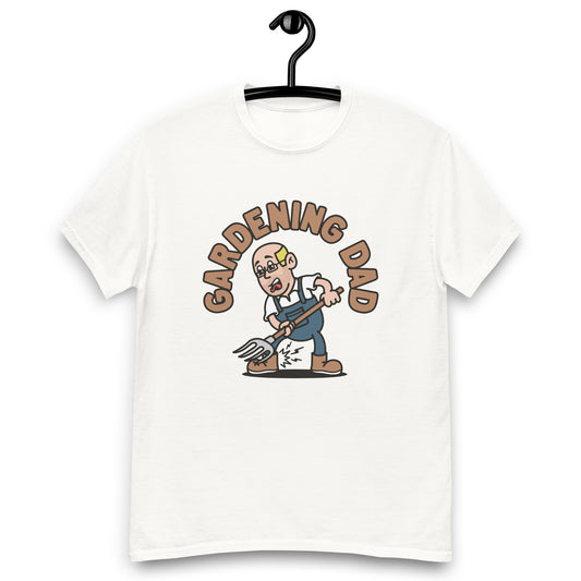 Gardening Blond Hair Light Skin Tone Glasses Bald Stubble Dad T-Shirt