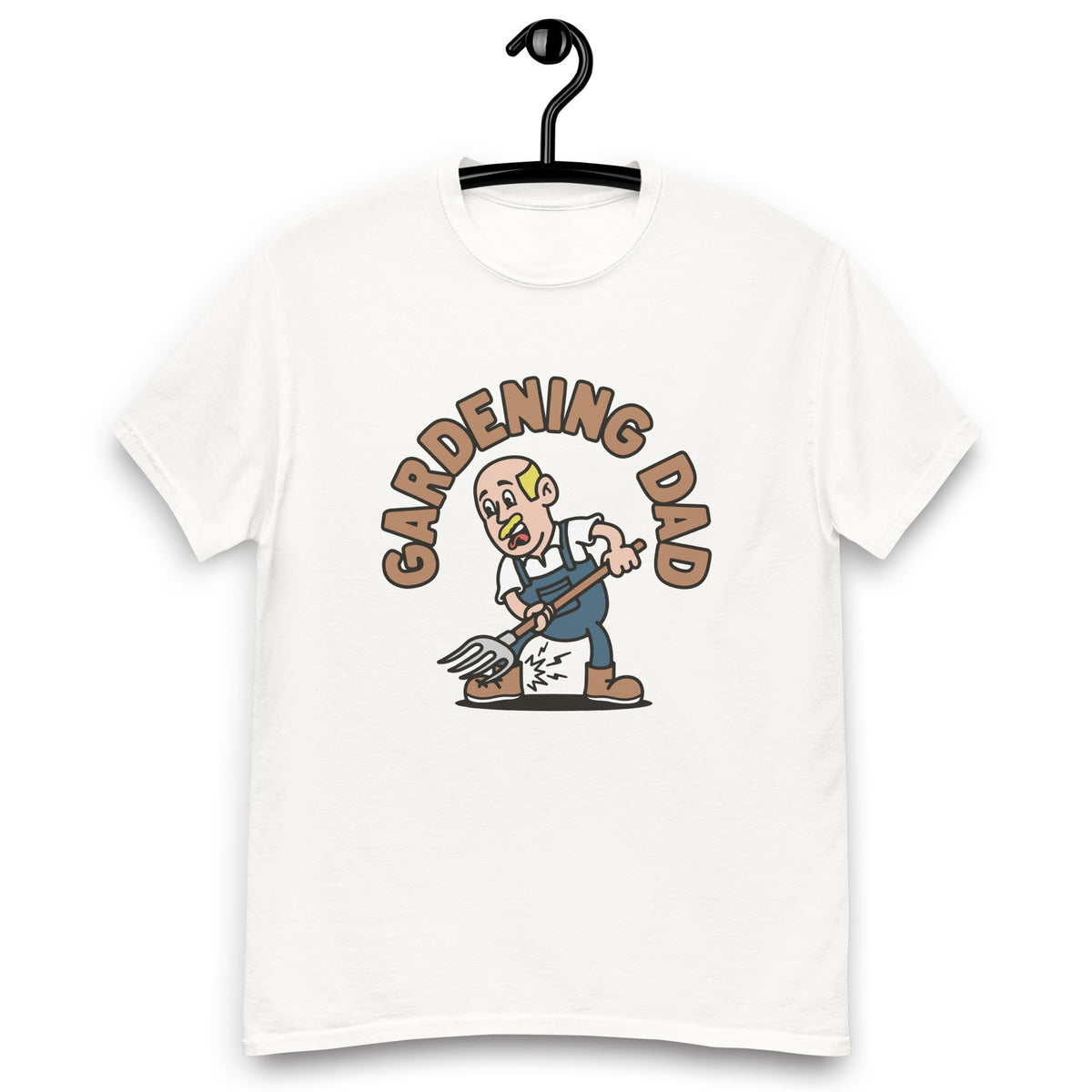 Gardening Blond Hair Light Skin Tone No-Glasses Bald Moustache Dad T-Shirt