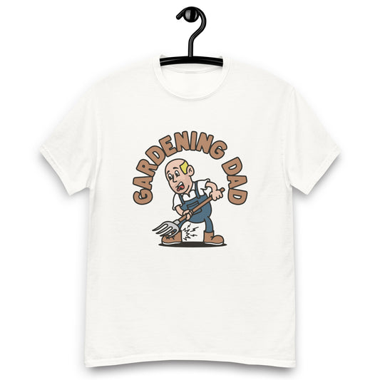 Gardening Blond Hair Light Skin Tone No-Glasses Bald Stubble Dad T-Shirt