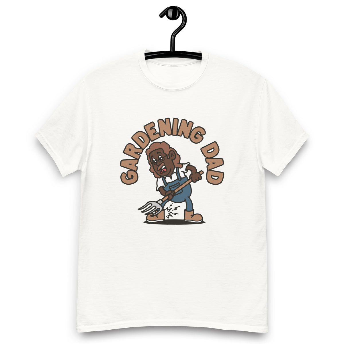 Gardening Brown Hair Dark Skin Tone Glasses Long Moustache Dad T-Shirt