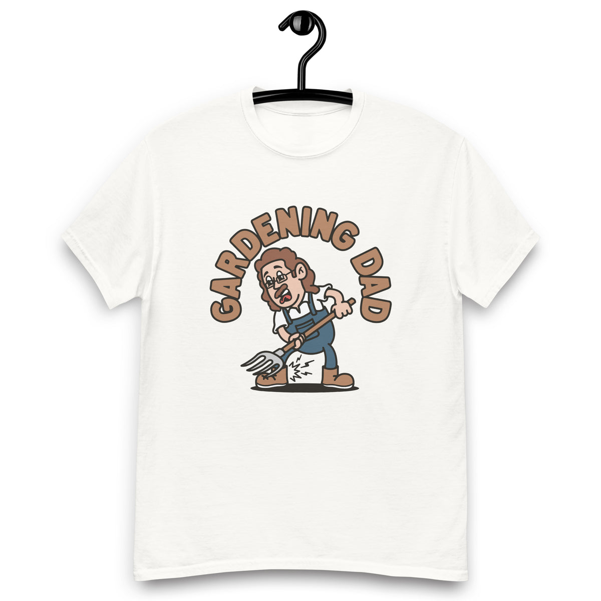 Gardening Brown Hair Light Skin Tone Glasses Long Moustache Dad T-Shirt