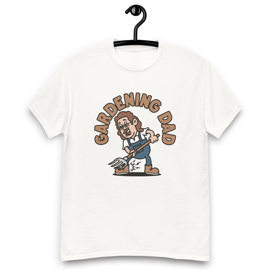 Gardening Brown Hair Light Skin Tone Glasses Long Moustache Dad T-Shirt