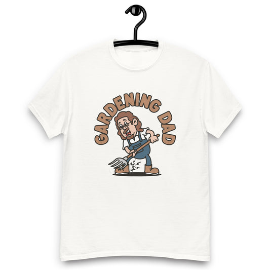 Gardening Brown Hair Light Skin Tone Glasses Long Moustache & Chin Beard Dad T-Shirt