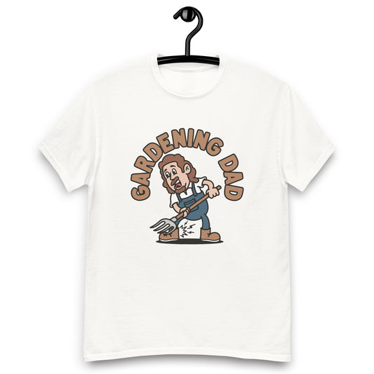 Gardening Brown Hair Light Skin Tone No-Glasses Long Moustache & Chin Beard Dad T-Shirt