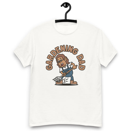 Gardening Brown Hair Tan Skin Tone Glasses Long Stubble Dad T-Shirt