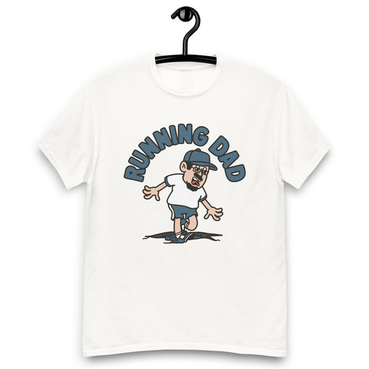 Running Black Hair Light Skin Tone Glasses Moustache & Chin Beard Dad T-Shirt