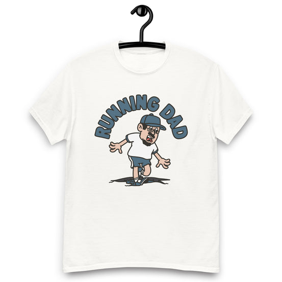 Running Black Hair Light Skin Tone Glasses Moustache & Chin Beard Dad T-Shirt