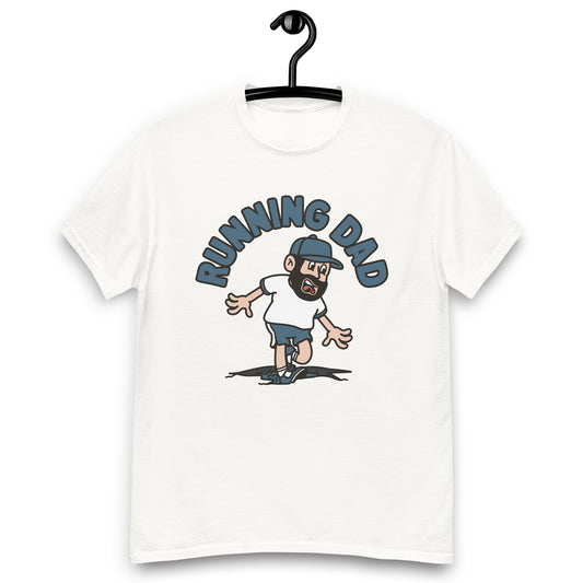 Running Black Hair Light Skin Tone No-Glasses Beard Dad T-Shirt