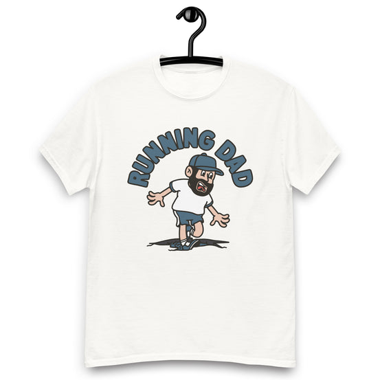 Running Black Hair Light Skin Tone No-Glasses Beard Dad T-Shirt