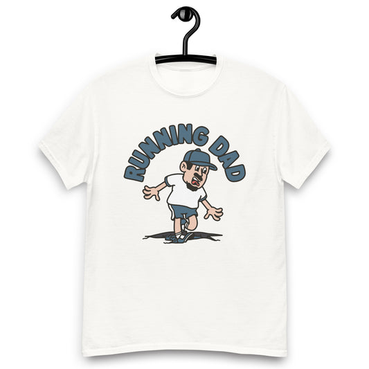 Running Black Hair Light Skin Tone No-Glasses Moustache & Chin Beard Dad T-Shirt