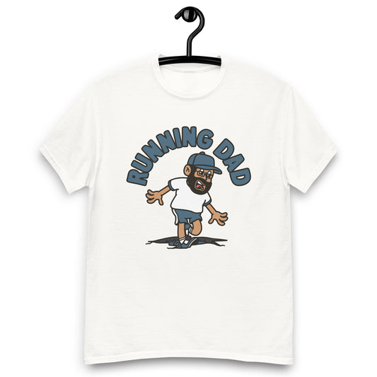 Running Black Hair Tan Skin Tone Glasses Beard Dad T-Shirt