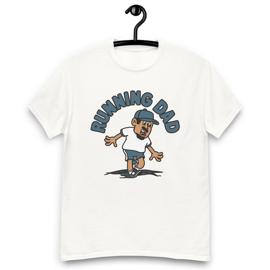 Running Black Hair Tan Skin Tone No-Glasses Moustache & Chin Beard Dad T-Shirt