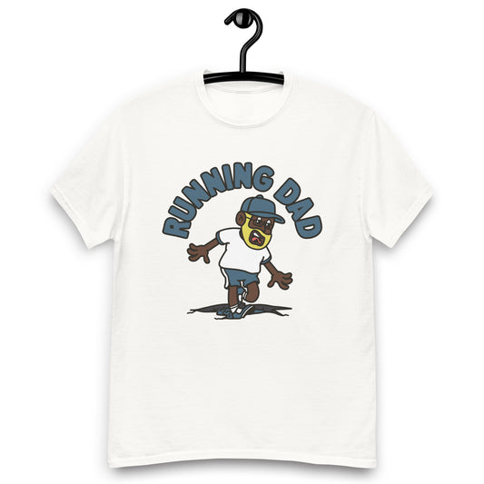 Running Blond Hair Dark Skin Tone Glasses Beard Dad T-Shirt