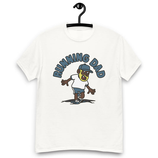 Running Blond Hair Dark Skin Tone No-Glasses Beard Dad T-Shirt