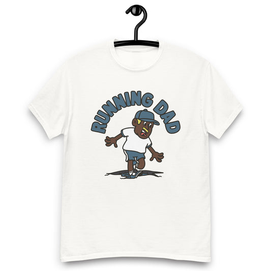 Running Blond Hair Dark Skin Tone No-Glasses Moustache Dad T-Shirt