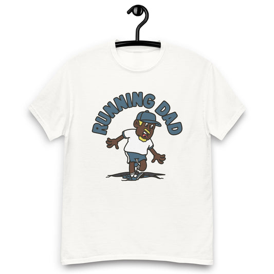 Running Blond Hair Dark Skin Tone No-Glasses Moustache & Chin Beard Dad T-Shirt