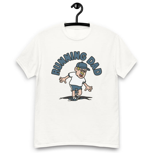 Running Blond Hair Light Skin Tone Glasses Moustache Dad T-Shirt