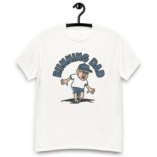 Running Blond Hair Light Skin Tone Glasses Moustache Dad T-Shirt