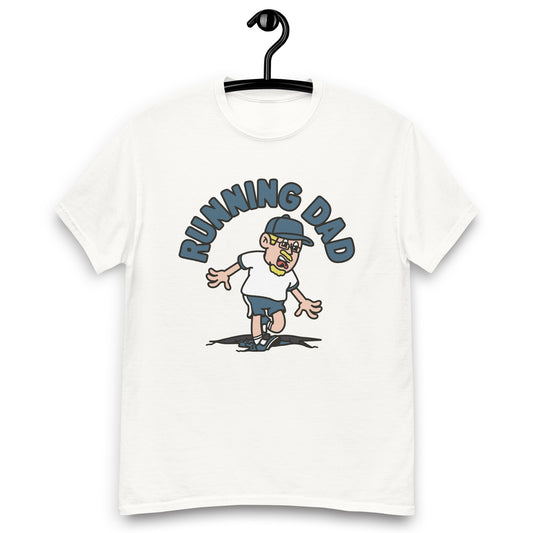 Running Blond Hair Light Skin Tone Glasses Moustache & Chin Beard Dad T-Shirt