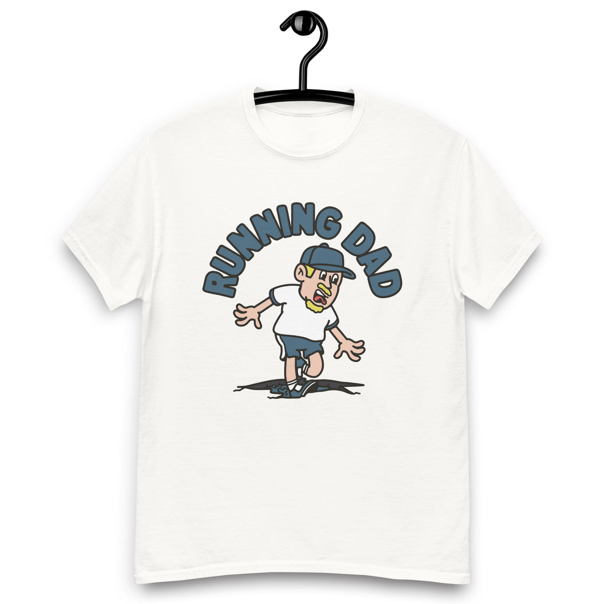 Running Blond Hair Light Skin Tone No-Glasses Moustache & Chin Beard Dad T-Shirt