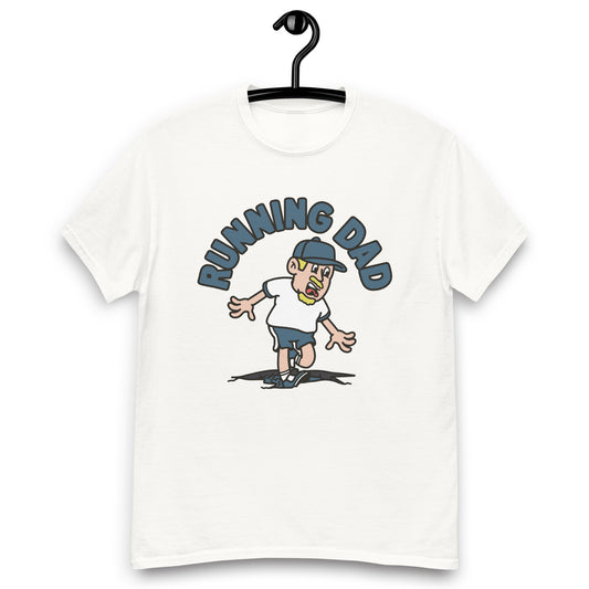 Running Blond Hair Light Skin Tone No-Glasses Moustache & Chin Beard Dad T-Shirt