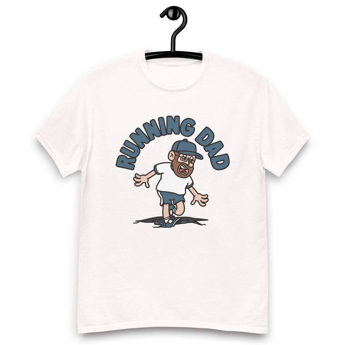 Running Brown Hair Light Skin Tone Glasses Beard Dad T-Shirt