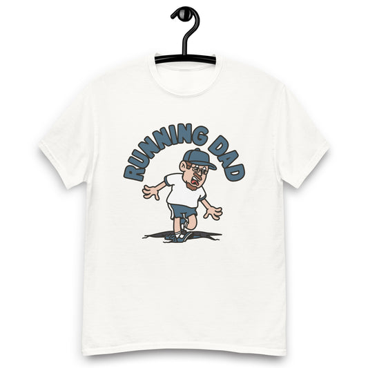 Running Brown Hair Light Skin Tone Glasses Moustache & Chin Beard Dad T-Shirt