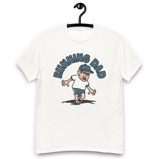 Running Brown Hair Light Skin Tone Glasses Stubble Dad T-Shirt