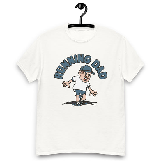 Running Brown Hair Light Skin Tone No-Glasses Moustache Dad T-Shirt