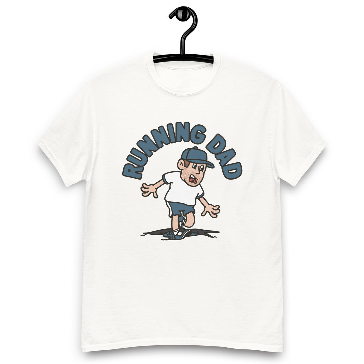 Running Brown Hair Light Skin Tone No-Glasses Stubble Dad T-Shirt