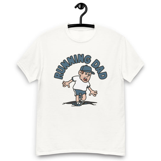 Running Brown Hair Light Skin Tone No-Glasses Stubble Dad T-Shirt