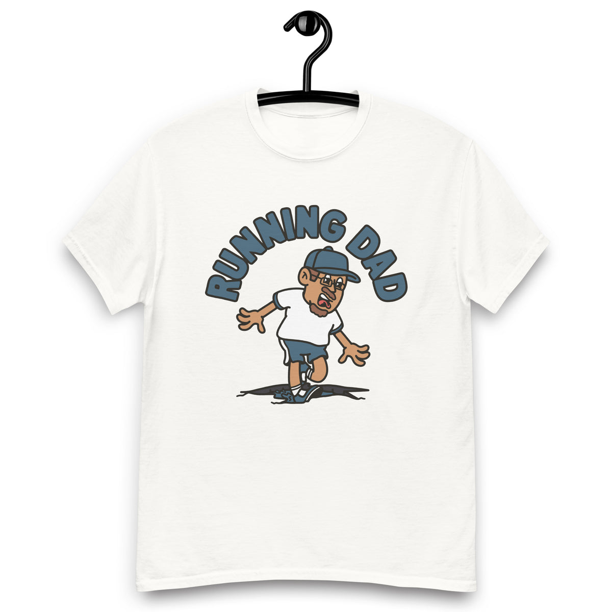 Running Brown Hair Tan Skin Tone Glasses Moustache & Chin Beard Dad T-Shirt