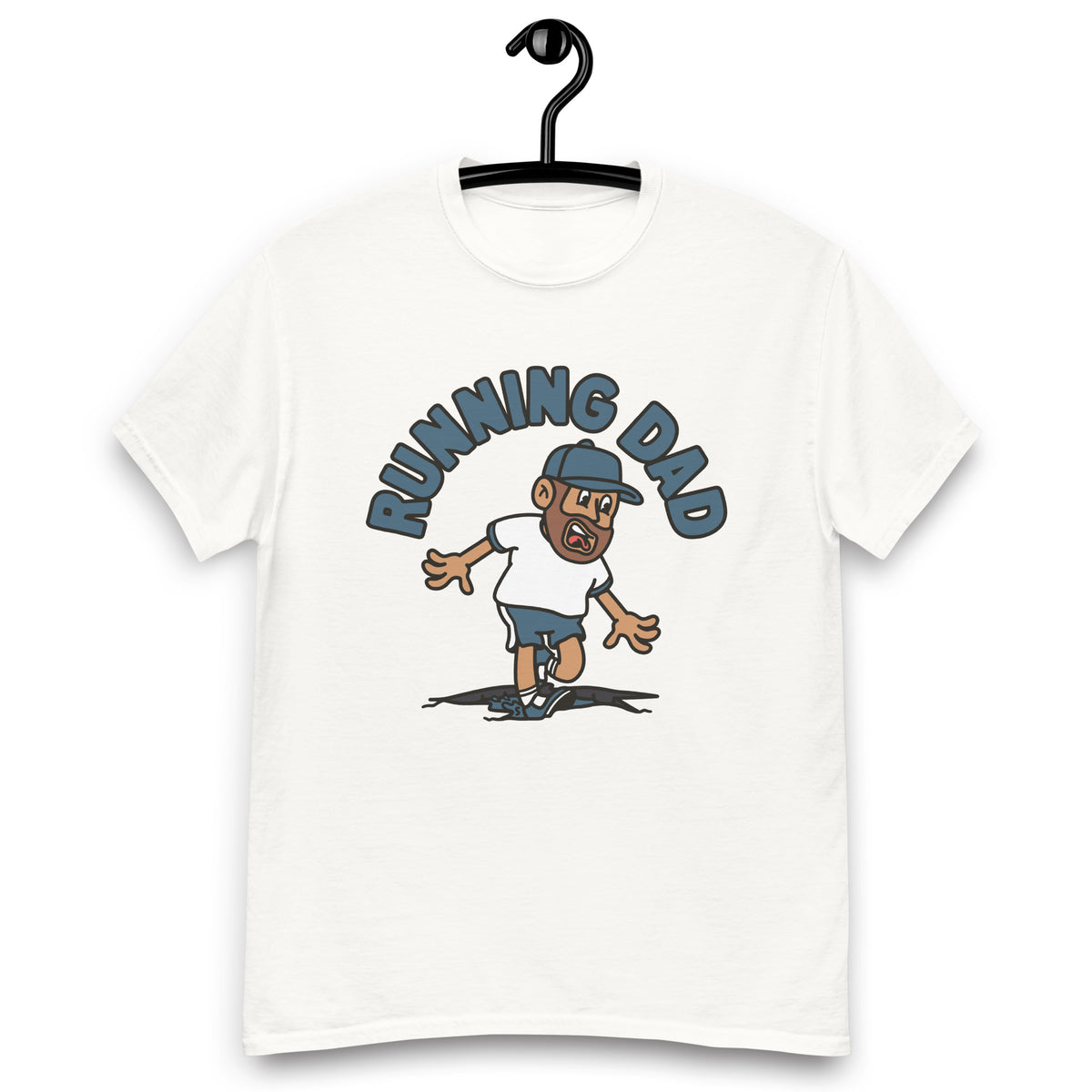 Running Brown Hair Tan Skin Tone No-Glasses Beard Dad T-Shirt