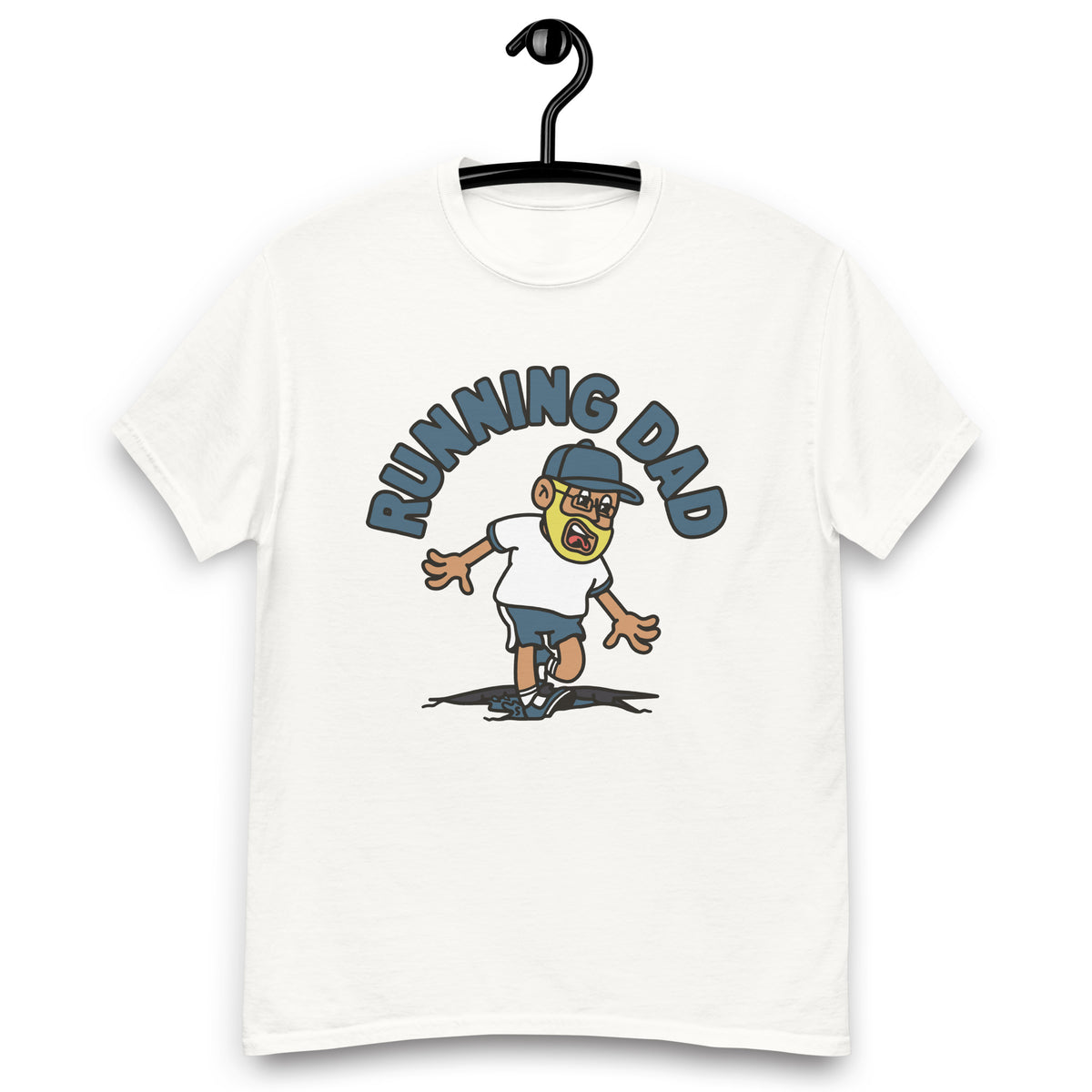 Running Blond Hair Tan Skin Tone Glasses Beard Dad T-Shirt