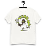 Tennis Black Hair Dark Skin Tone Glasses Bald Moustache Dad T-Shirt