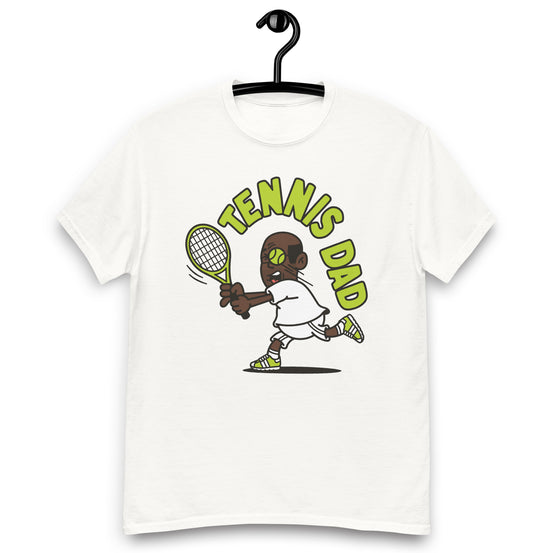 Tennis Black Hair Dark Skin Tone Glasses Bald Stubble Dad T-Shirt