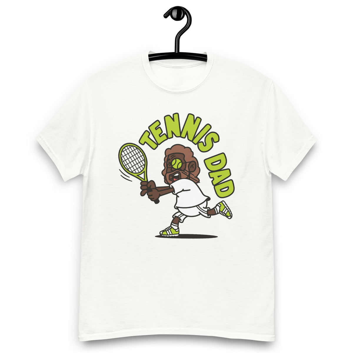 Tennis Brown Hair Dark Skin Tone Glasses Long Beard Dad T-Shirt
