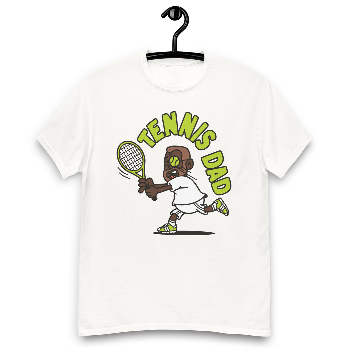 Tennis Brown Hair Dark Skin Tone Glasses Short Beard Dad T-Shirt