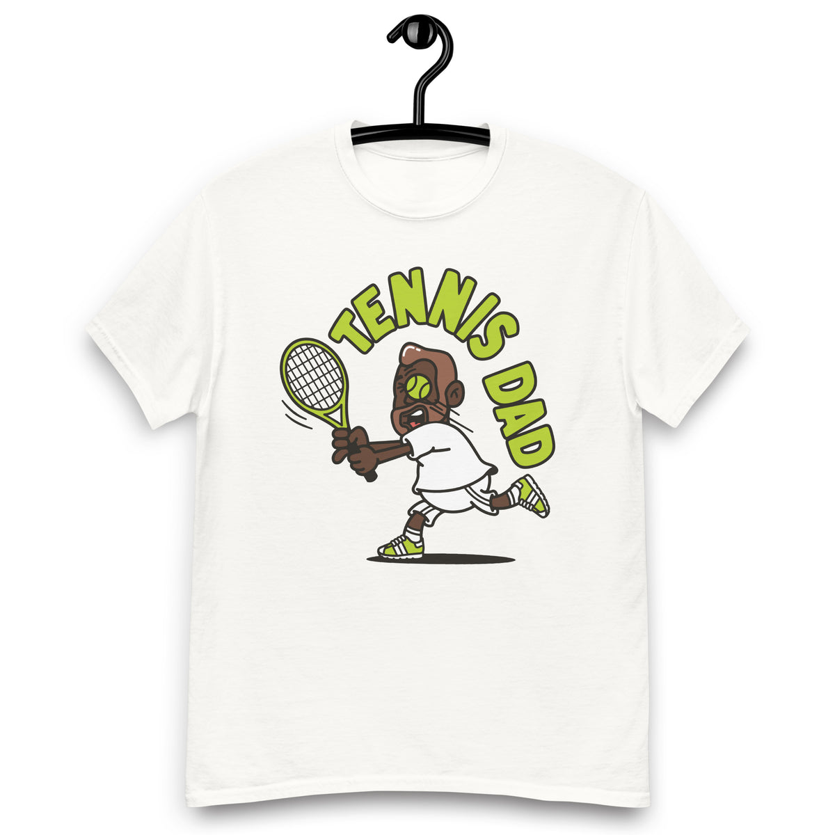 Tennis Brown Hair Dark Skin Tone No-Glasses Medium Beard Dad T-Shirt