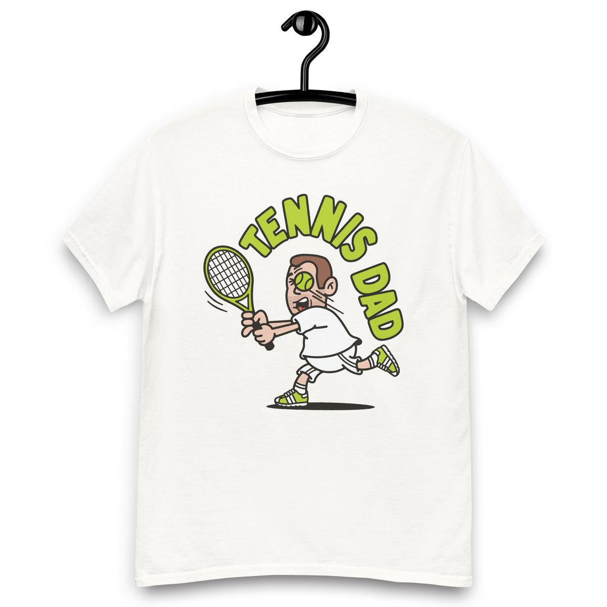 Tennis Brown Hair Light Skin Tone No-Glasses Short Stubble Dad T-Shirt