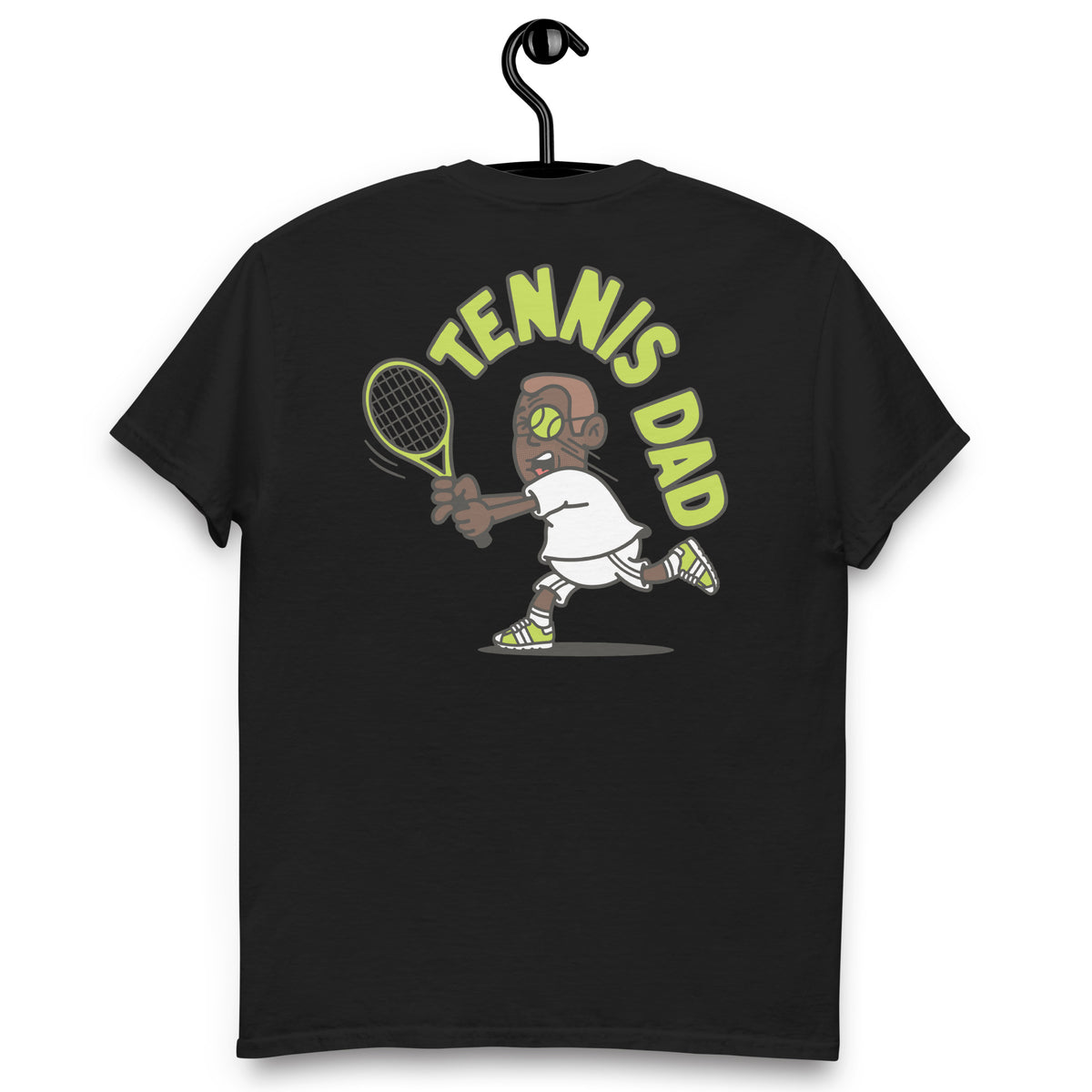 Tennis Brown Hair Dark Skin Tone Glasses Short Stubble Dad T-Shirt