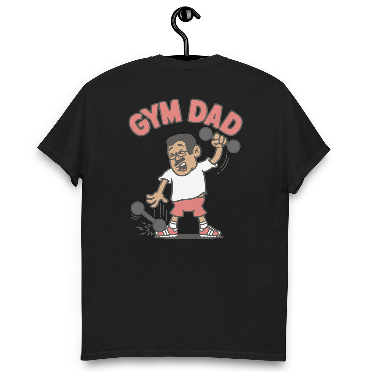 Gym Black Hair Tan Skin Tone Glasses Short Moustache Dad T-Shirt